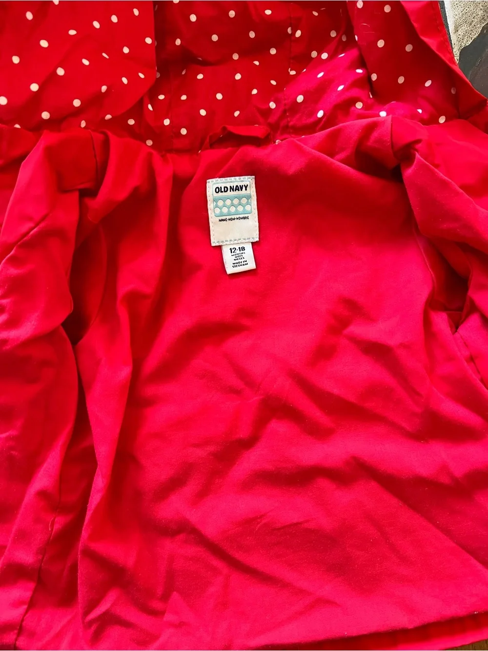 Girls' Red Hooded Jacket Old Navy 12-18 months